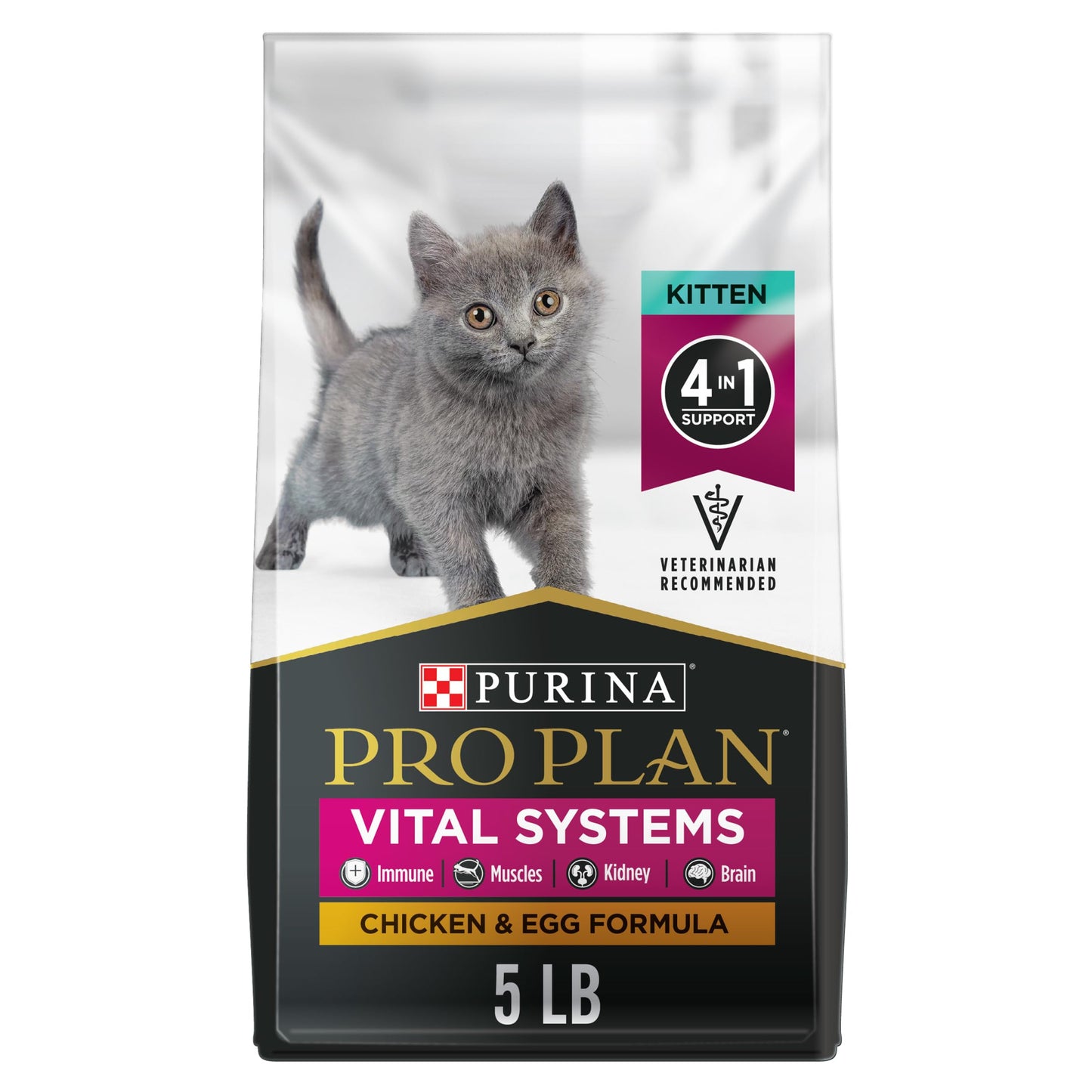 Purina Pro Plan Vital Systems Chicken and Egg Formula Kitten Dry Food 5 lb. Bag