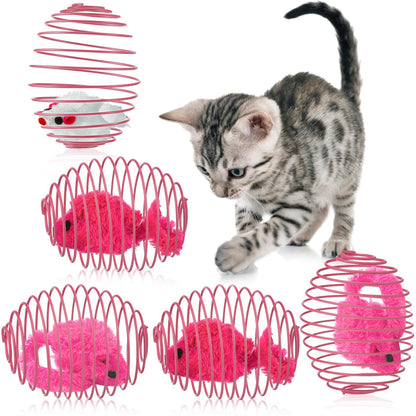 5 Pcs Cat Spring Balls Stretchable Cat Springs Toys