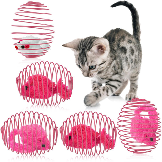 5 Pcs Cat Spring Balls Stretchable Cat Springs Toys